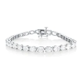 10.50 Carat Oval Lab Grown Diamond Tennis Bracelet set in 14K White Gold