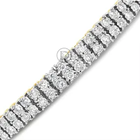 10K Solid Yellow Gold 2.85 CTW  Round Cut Diamond Tennis Bracelet