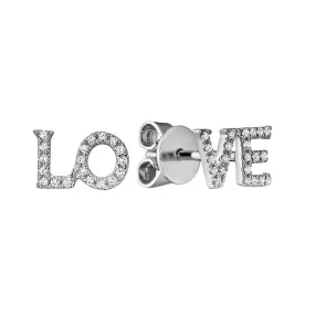 10K White Gold LO-VE Diamond Stud Earrings