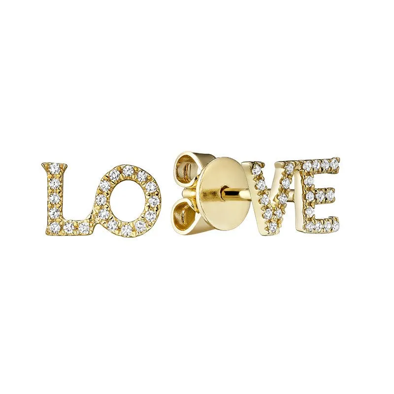 10K White Gold LO-VE Diamond Stud Earrings