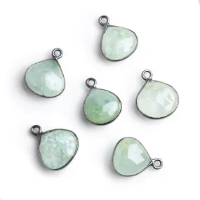 11mm Black Gold Bezeled Aquamarine Heart Pendant 1 Piece