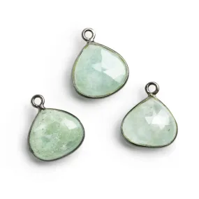 13mm Black Gold Bezeled Aquamarine Heart Pendant 1 Piece