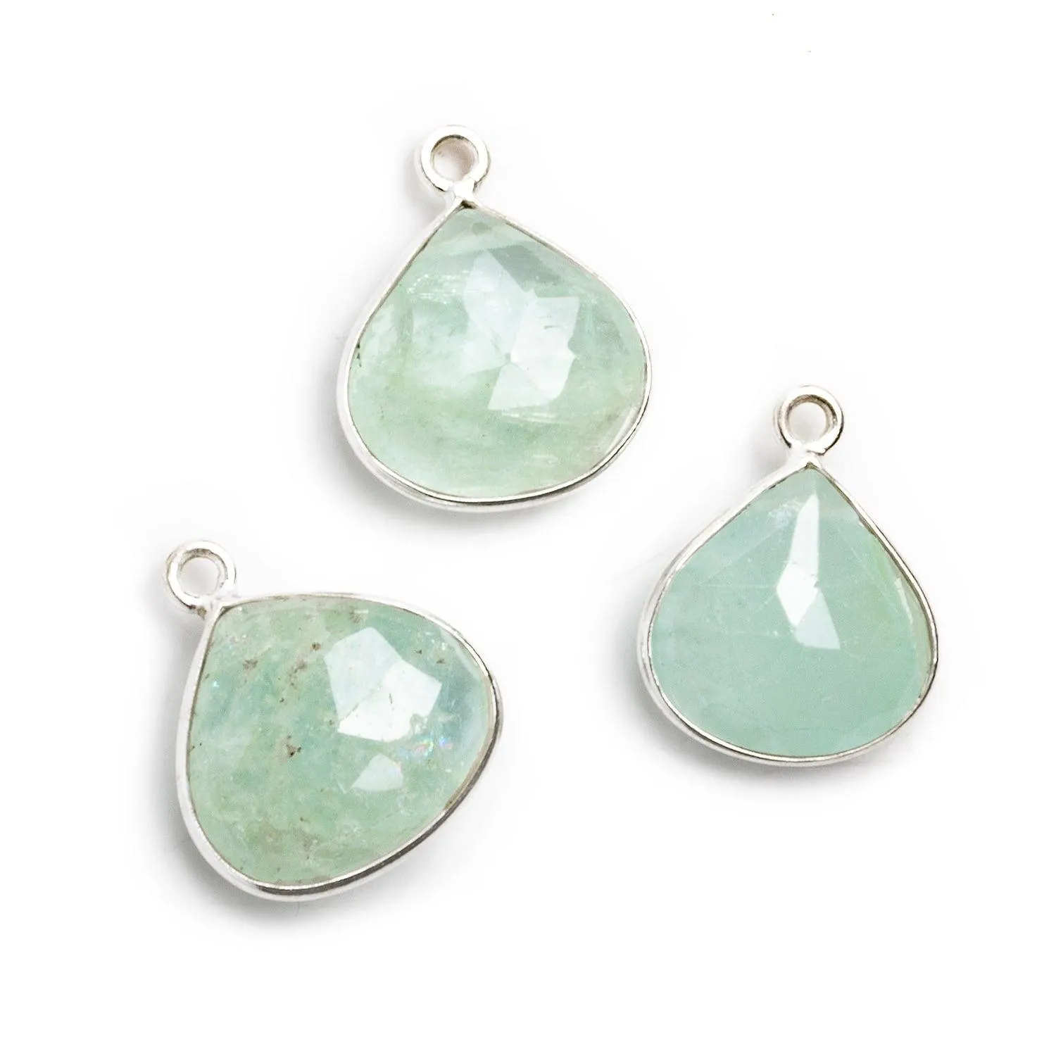13mm Silver Bezeled Aquamarine Heart Pendant 1 Piece