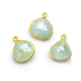 13mm Vermeil Bezeled Aquamarine Heart Pendant 1 Piece