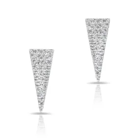 14K White Gold Diamond Triangle Stud Earrings