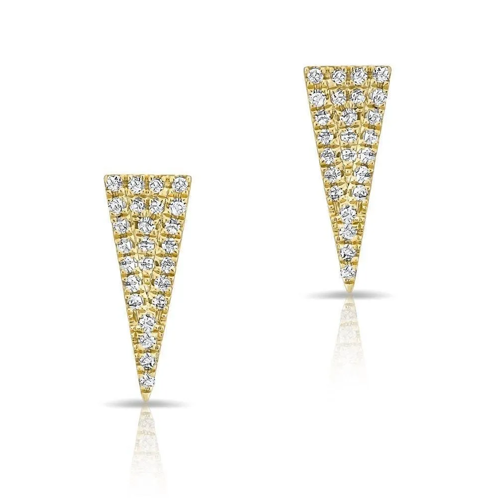 14K White Gold Diamond Triangle Stud Earrings