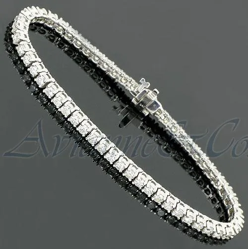 14K White Solid Gold Womens Diamond Tennis Bracelet 4.98 Ctw