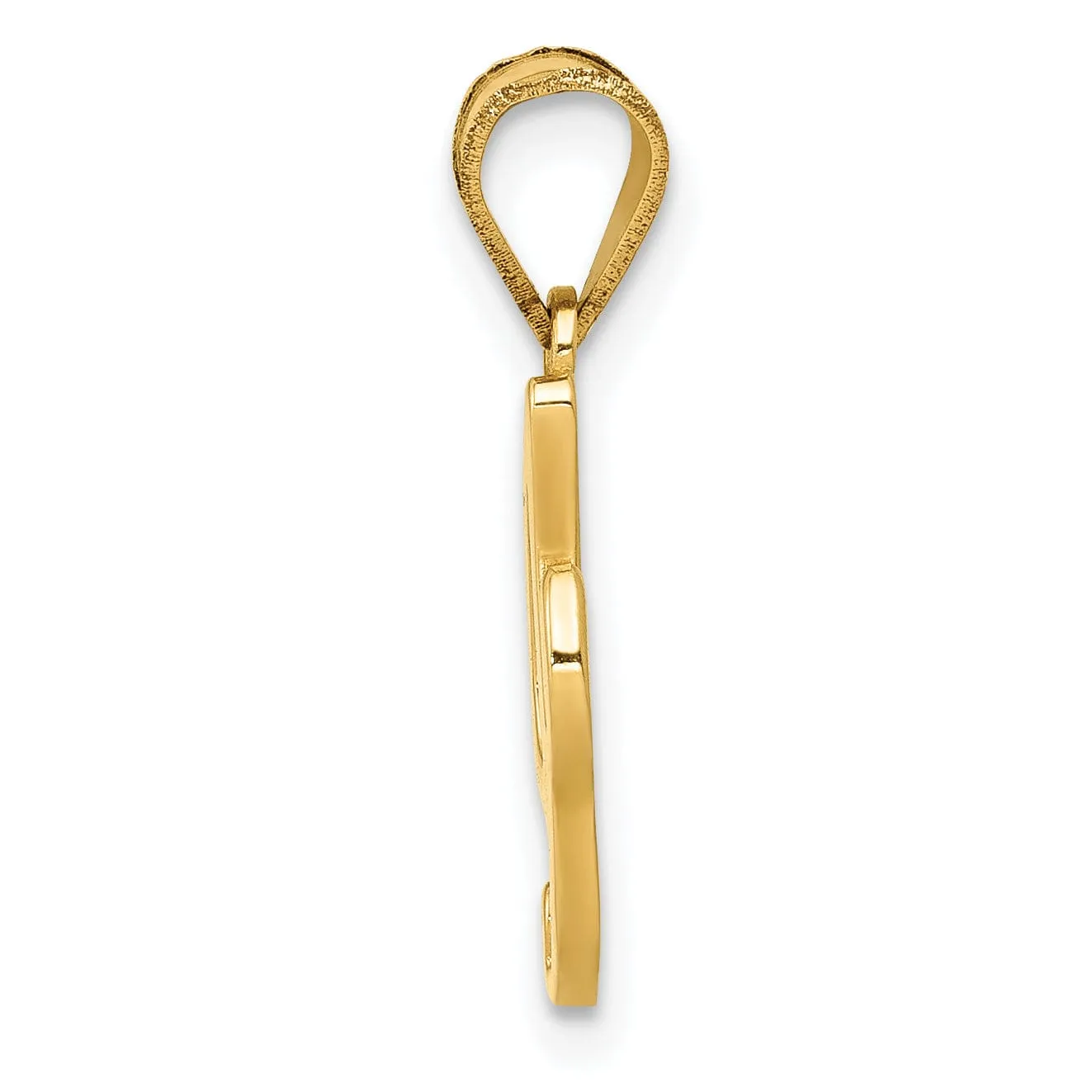 14K Yellow Gold Medium Size Script Design Letter I Initial Pendant