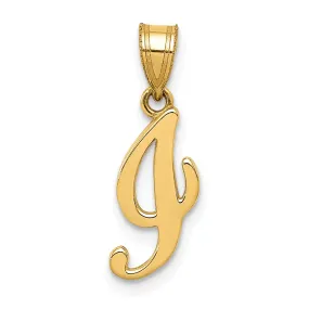 14K Yellow Gold Medium Size Script Design Letter I Initial Pendant