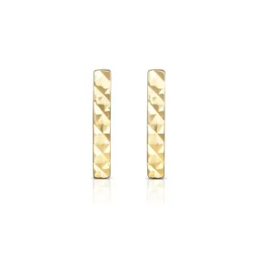 14k Yellow Gold Vertical Bar Stud Earrings