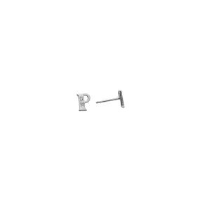 14kt White Gold CZ Initial P Stud Earrings