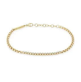 14KY Diamond Bezel Tennis Box Chain Bracelet