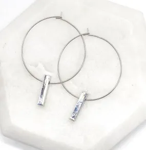 1.5inch Stainless Silver Bar Hoop Earrings