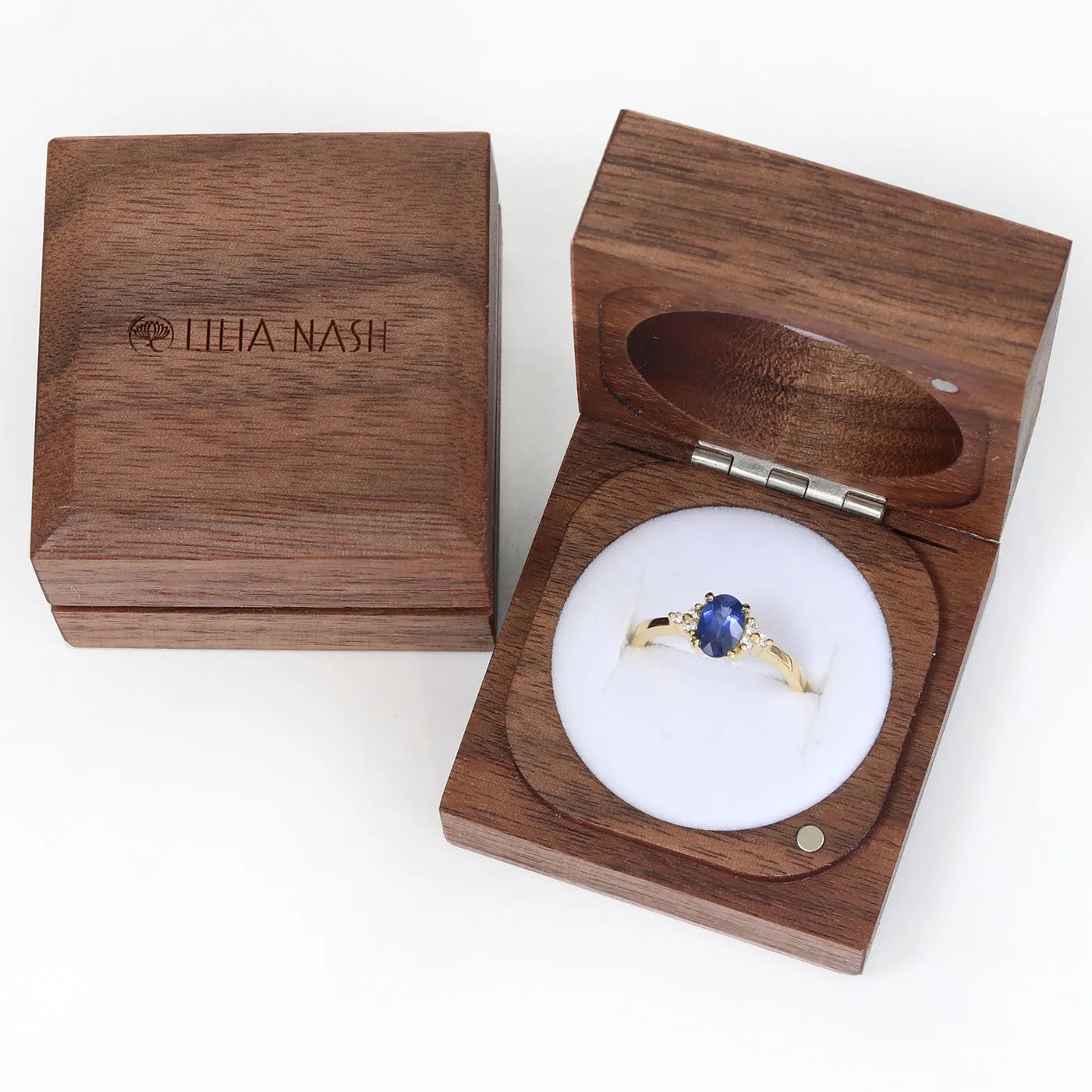 18ct Gold Parti Sapphire & Pavé Diamond Band Solitaire Engagement Ring (Size L, Resize L 1/2 - M)