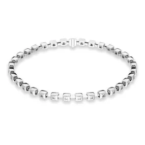 18ct White Gold Diamond Square Shape Tennis Bracelet D
