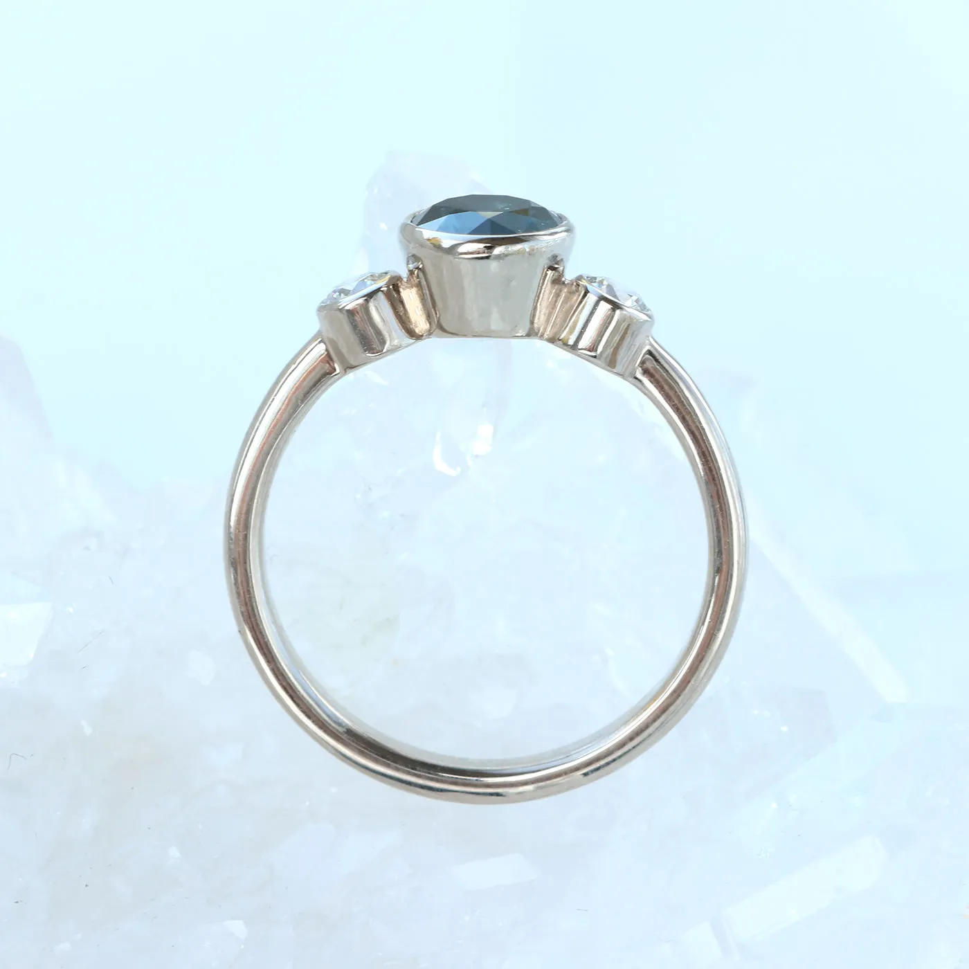 18ct White Gold Parti Sapphire and Diamond Trilogy Engagement Ring