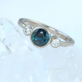 18ct White Gold Parti Sapphire and Diamond Trilogy Engagement Ring