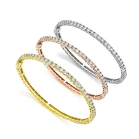 18kt tri-color set of white, yellow, and rose gold bangles