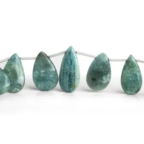 19x11mm Moss Aquamarine Plain Pears 7.5 inch 15 beads