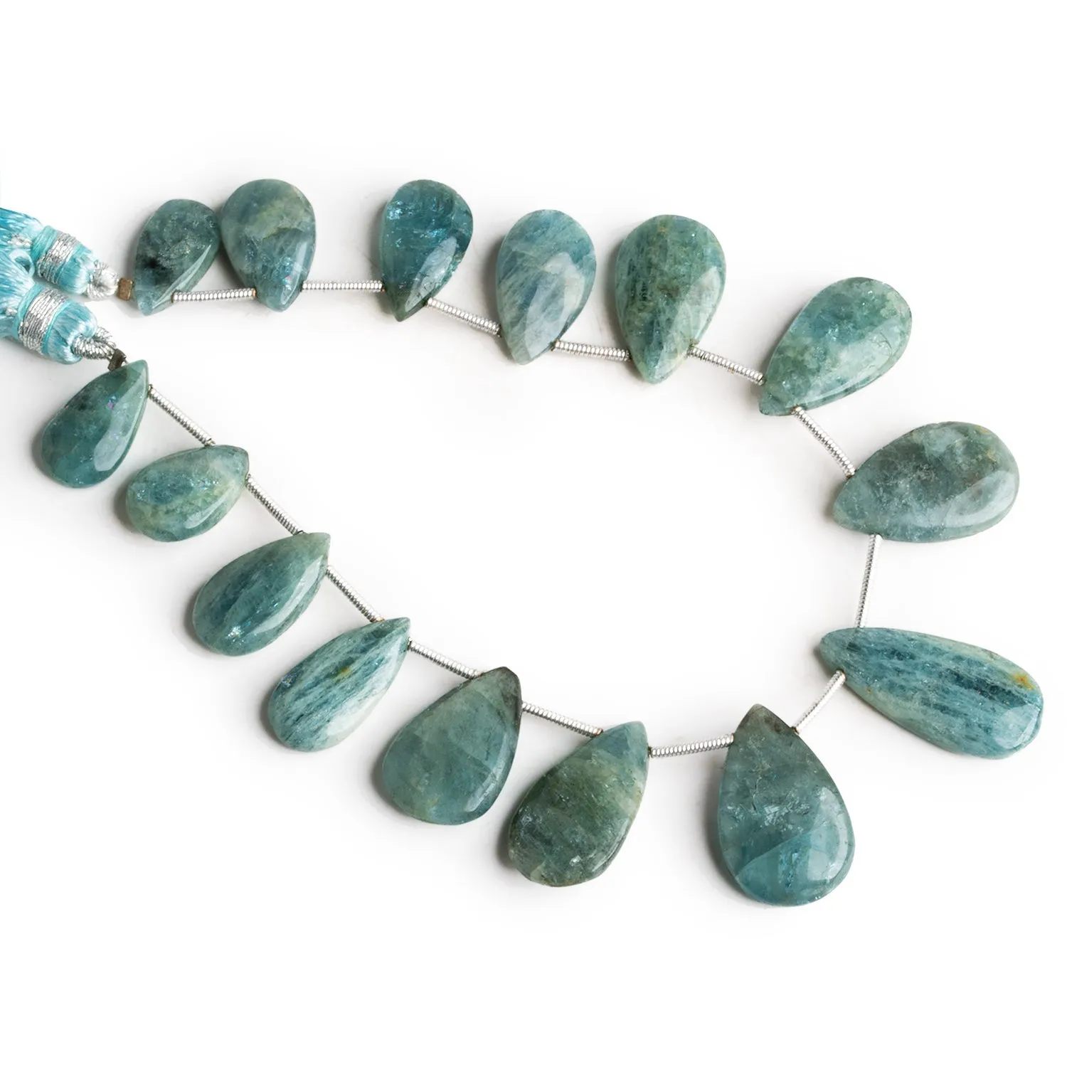 19x11mm Moss Aquamarine Plain Pears 7.5 inch 15 beads