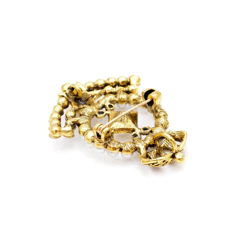 2 colors choose pearl crown brooches for women