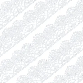 20 Yards 1.26/32mm Wide Polyester Lace Trim Vintage Lace Ribbon Crochet Lace Scalloped Edge for Bridal Wedding Decoration Christmas Package DIY Sewing Craft Supply (White)