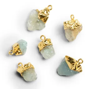 21x13mm Gold Leafed Aquamarine Natural Crystal Pendant