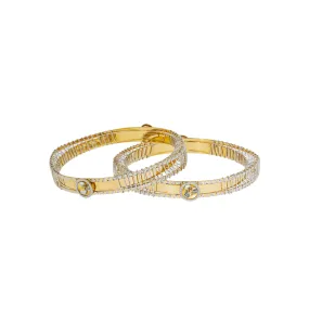 22K Multi-Tone Gold Bangle Set of 2 (58.1gm)