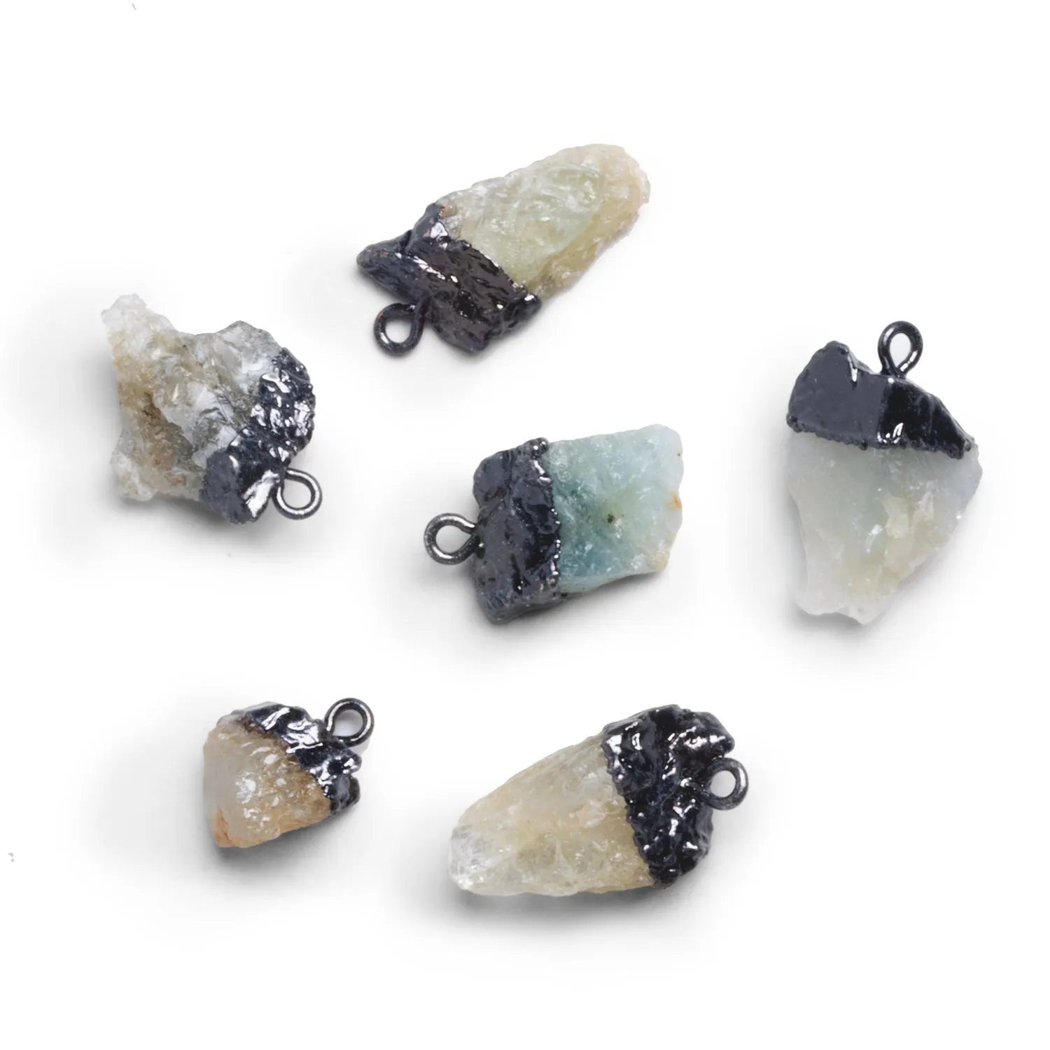 23x11mm Black Gold Leafed Aquamarine Natural Crystal Pendant