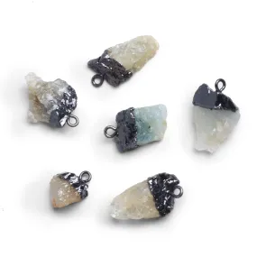 23x11mm Black Gold Leafed Aquamarine Natural Crystal Pendant