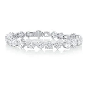 24.30 Cttw Mixed Shape Diamond 14K White Gold Tennis Bracelet