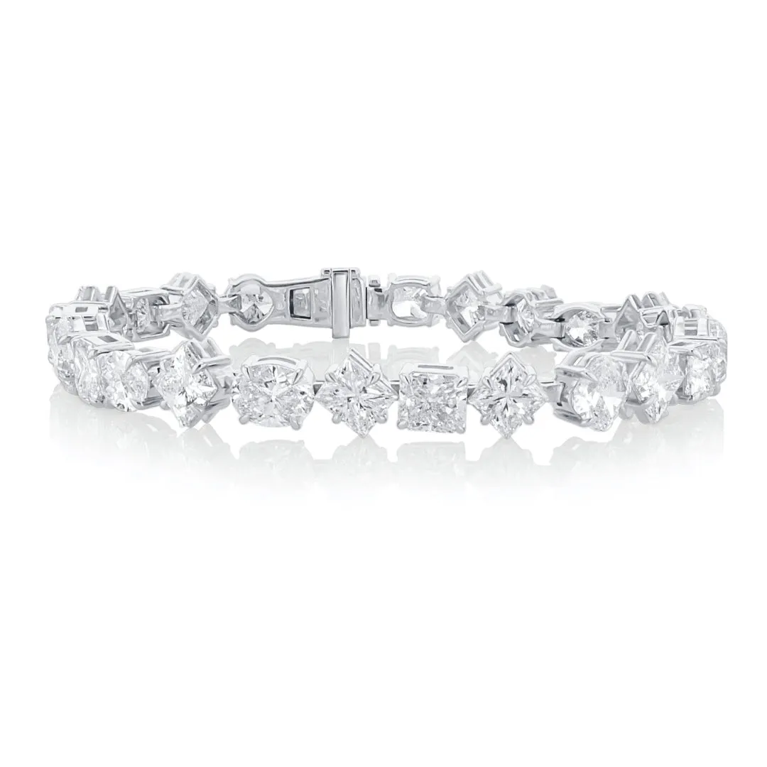 24.30 Cttw Mixed Shape Diamond 14K White Gold Tennis Bracelet