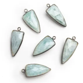 24x11mm Black Gold Bezeled Aquamarine Point Pendant