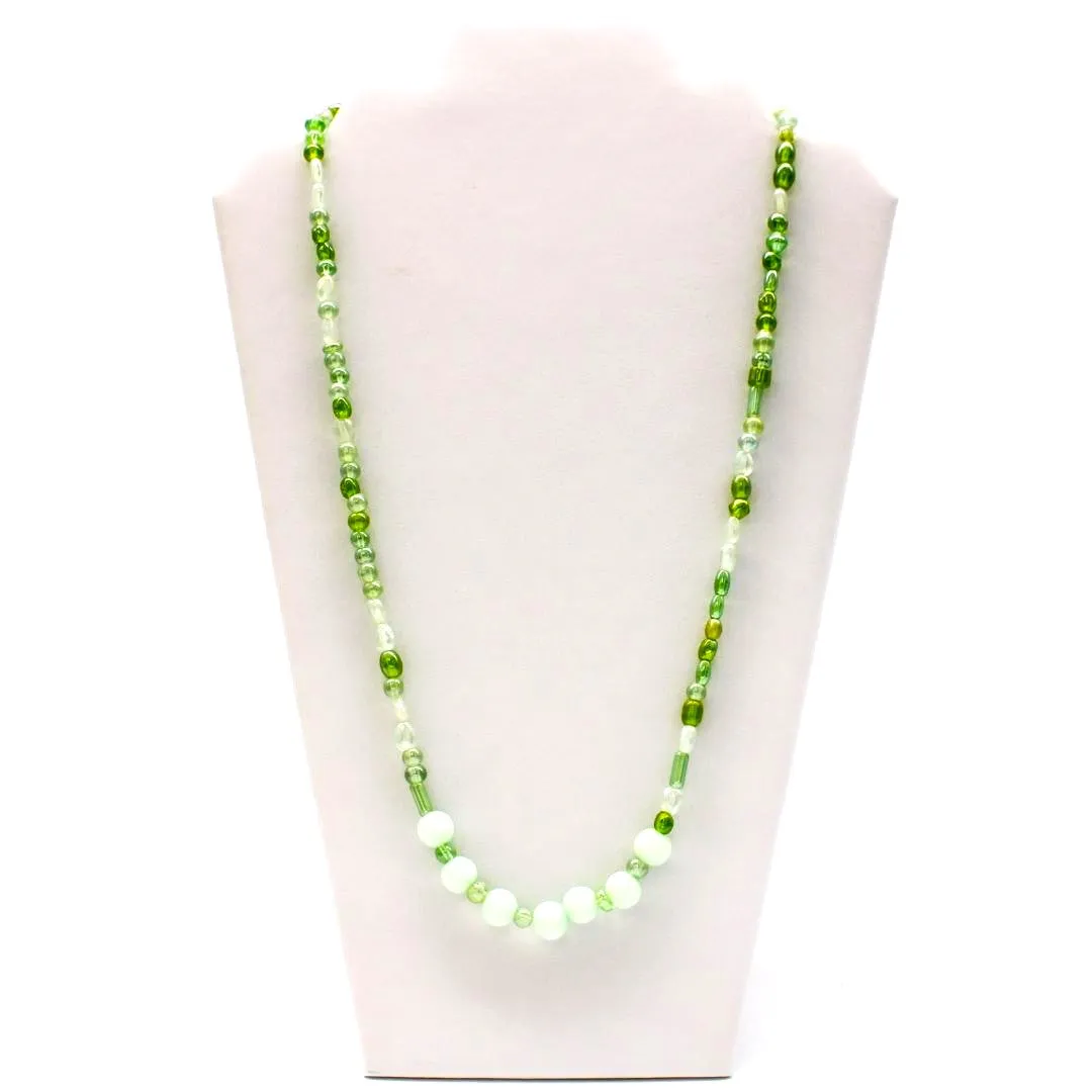 27" Light Green Glass Bead Necklace (Dozen)