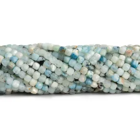 4mm Aquamarine Microfaceted Cubes 15 inch 95 beads