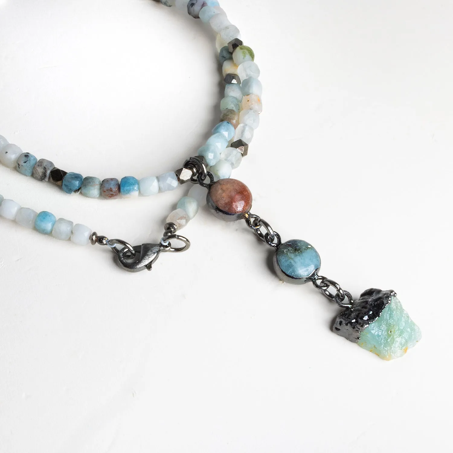 4mm Aquamarine Microfaceted Cubes 15 inch 95 beads