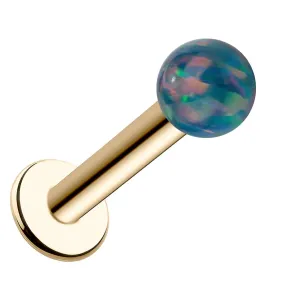 4mm Teal Opal 14k Gold Flat Back Labret