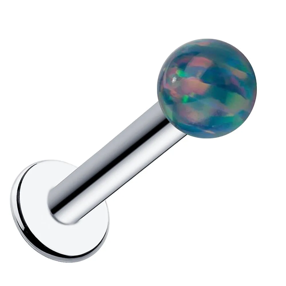 4mm Teal Opal 14k Gold Flat Back Labret