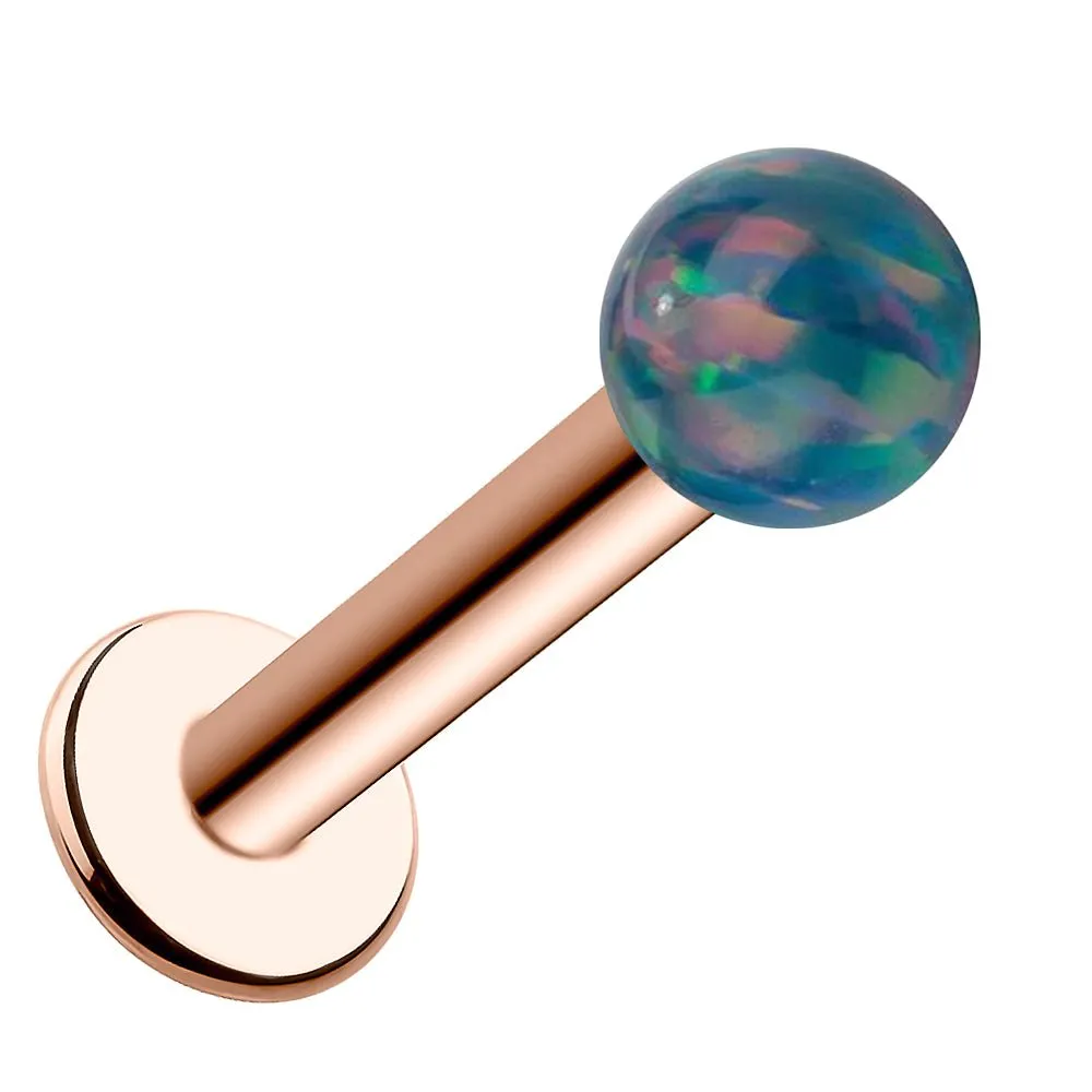 4mm Teal Opal 14k Gold Flat Back Labret