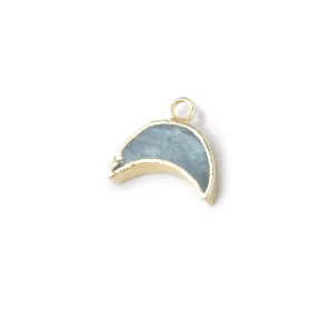 5x11mm Gold Leafed Aquamarine Crescent Moon Focal Pendant 1 piece