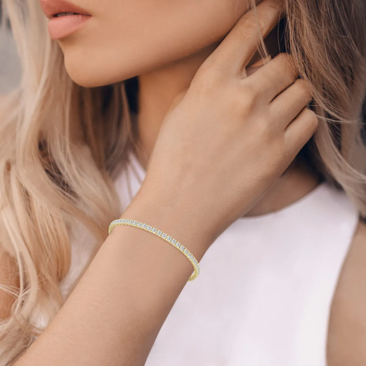 7ct tw LAB GROWN Diamond Bracelet in 14kt Yellow gold