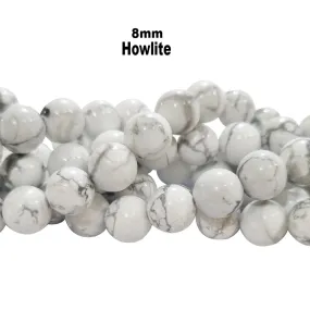 8mm size Howlite beads natural gemstone beads Per line about 15 inches long