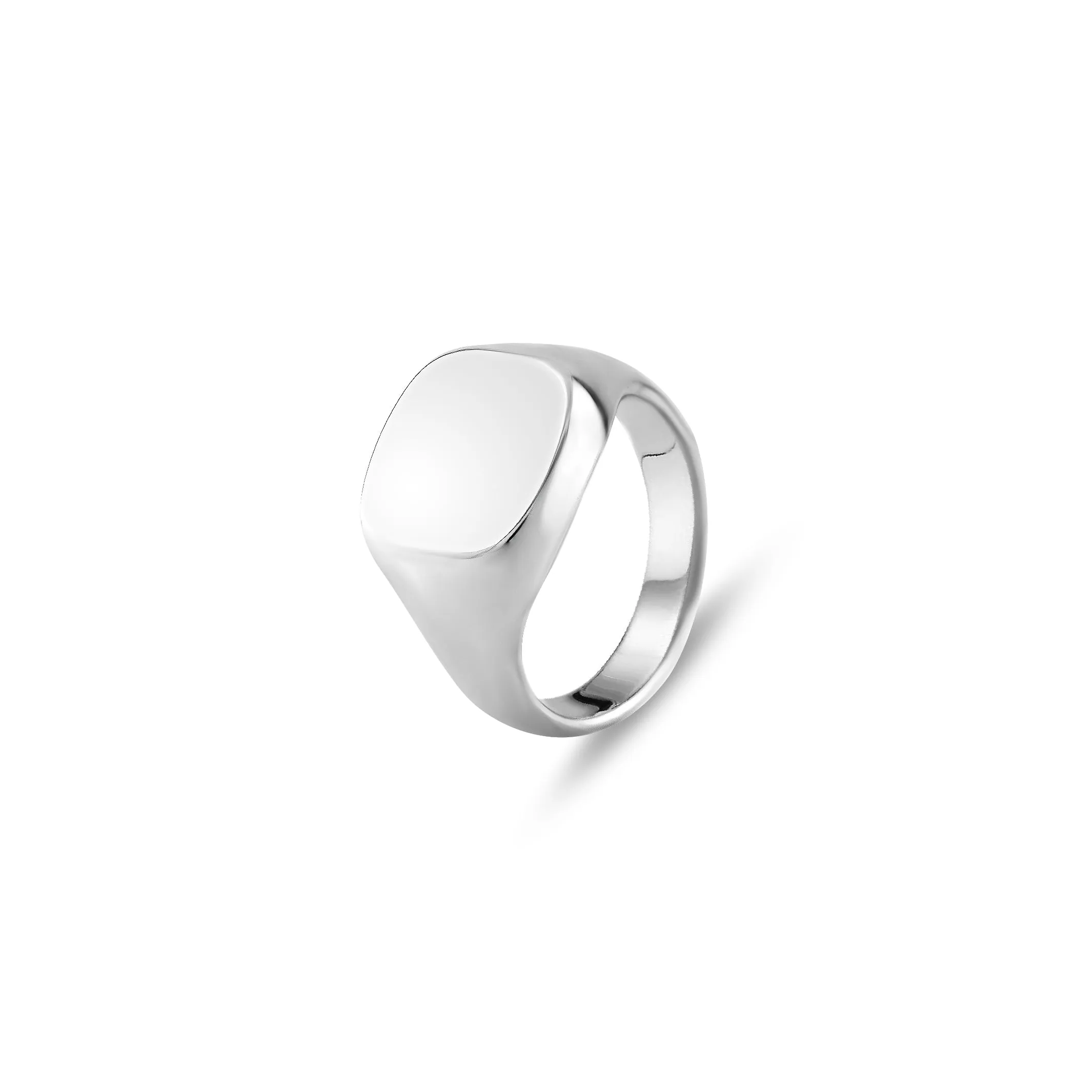 9ct White Gold 14 x 13mm Cushion Signet Ring
