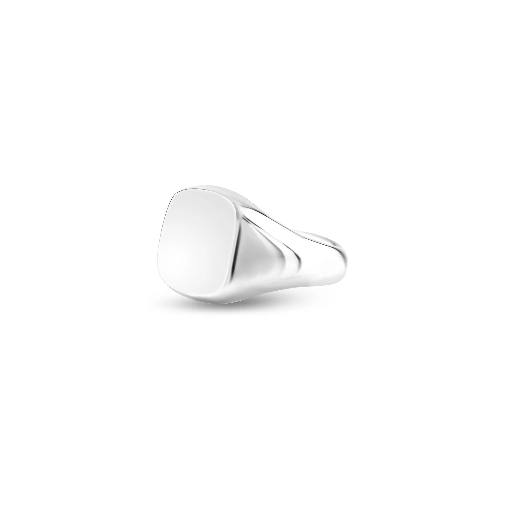 9ct White Gold 14 x 13mm Cushion Signet Ring