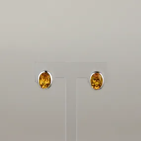 9ct White Gold 2.35ct Oval Citrine Earrings