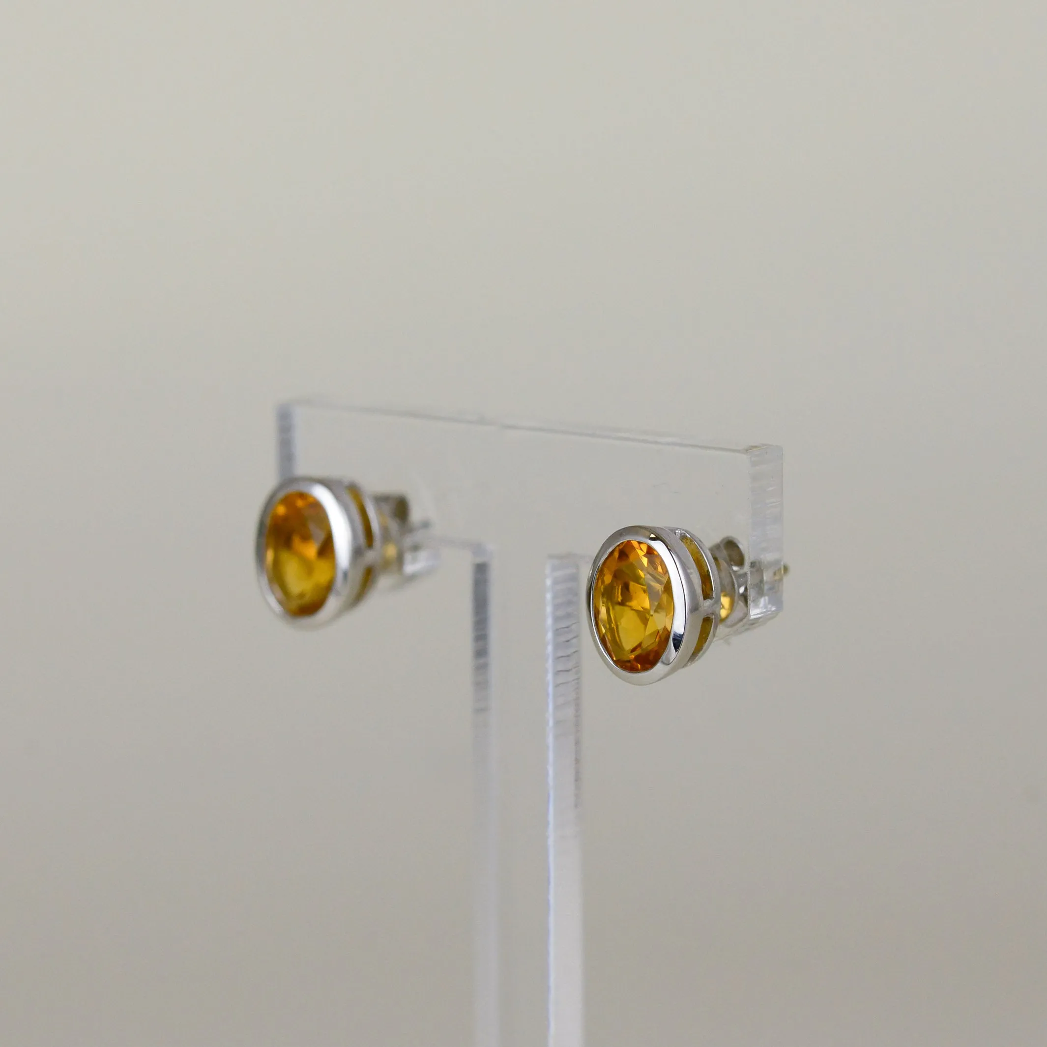 9ct White Gold 2.35ct Oval Citrine Earrings