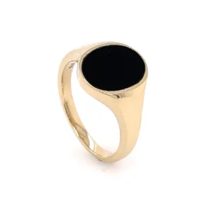 9ct Yellow Gold Oval Signet Ring, Black Agate set