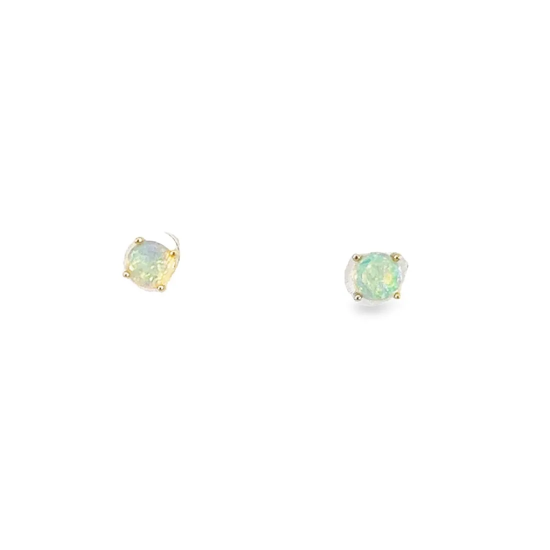 9KT Yellow Gold Crystal Opal Stud Earrings, 3.5mm, Dainty Handmade Jewelry, Cute Gift for Her, Birthstone Earrings