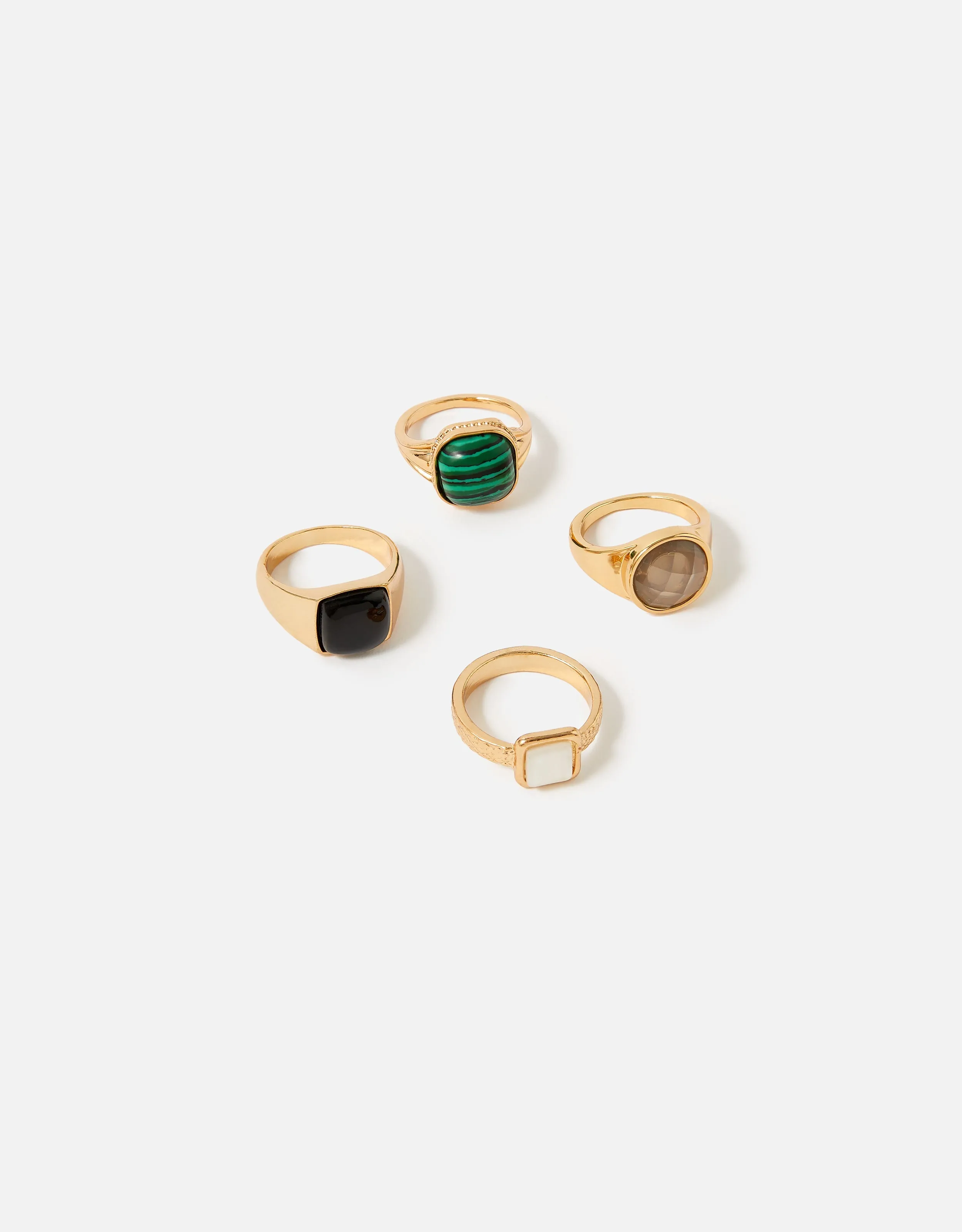 Accessorize London Women's Reconnected Pack Of 4 Chubby Stone Rings Small