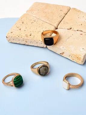 Accessorize London Women's Reconnected Pack Of 4 Chubby Stone Rings Small